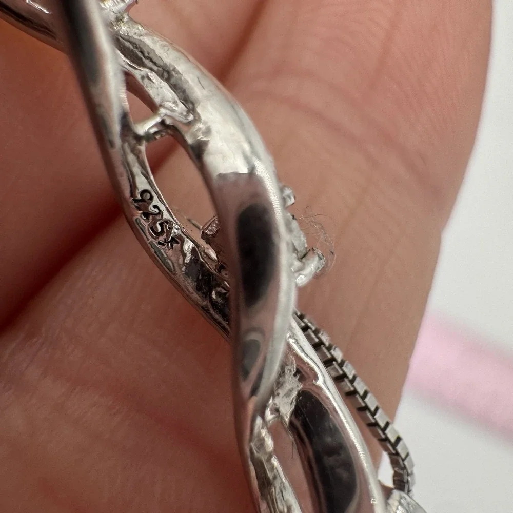 Kay 925 Sterling Silver Diamond Accent Infinity Bolo Bracelet Adjustable‎